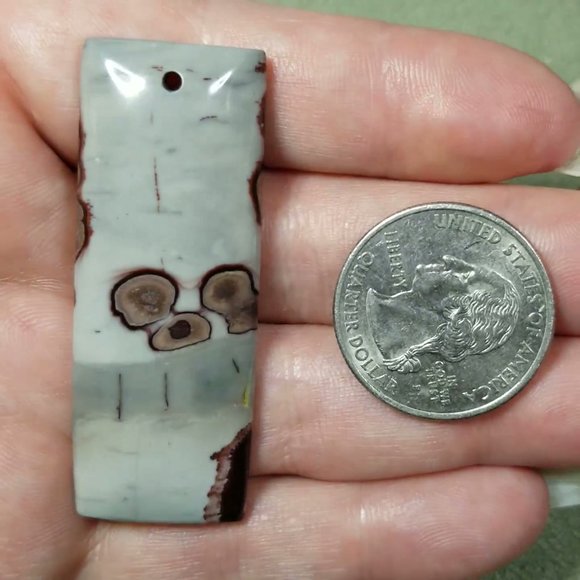 Red and Grey Chohua Jasper * Drilled Cabochon Pendant Stone * 57 x 21.5 x 7.5mm - Picture 12 of 12